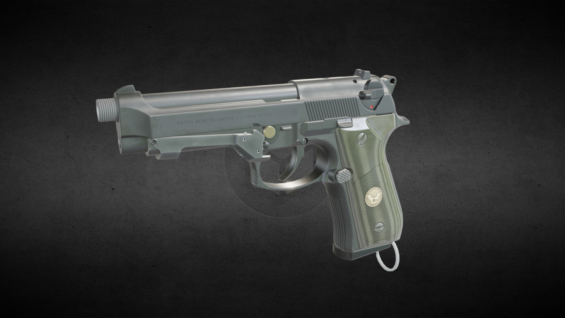 3D model Beretta 92FS - This is a 3D model of the Beretta 92FS. The 3D model is about a silver and black gun.