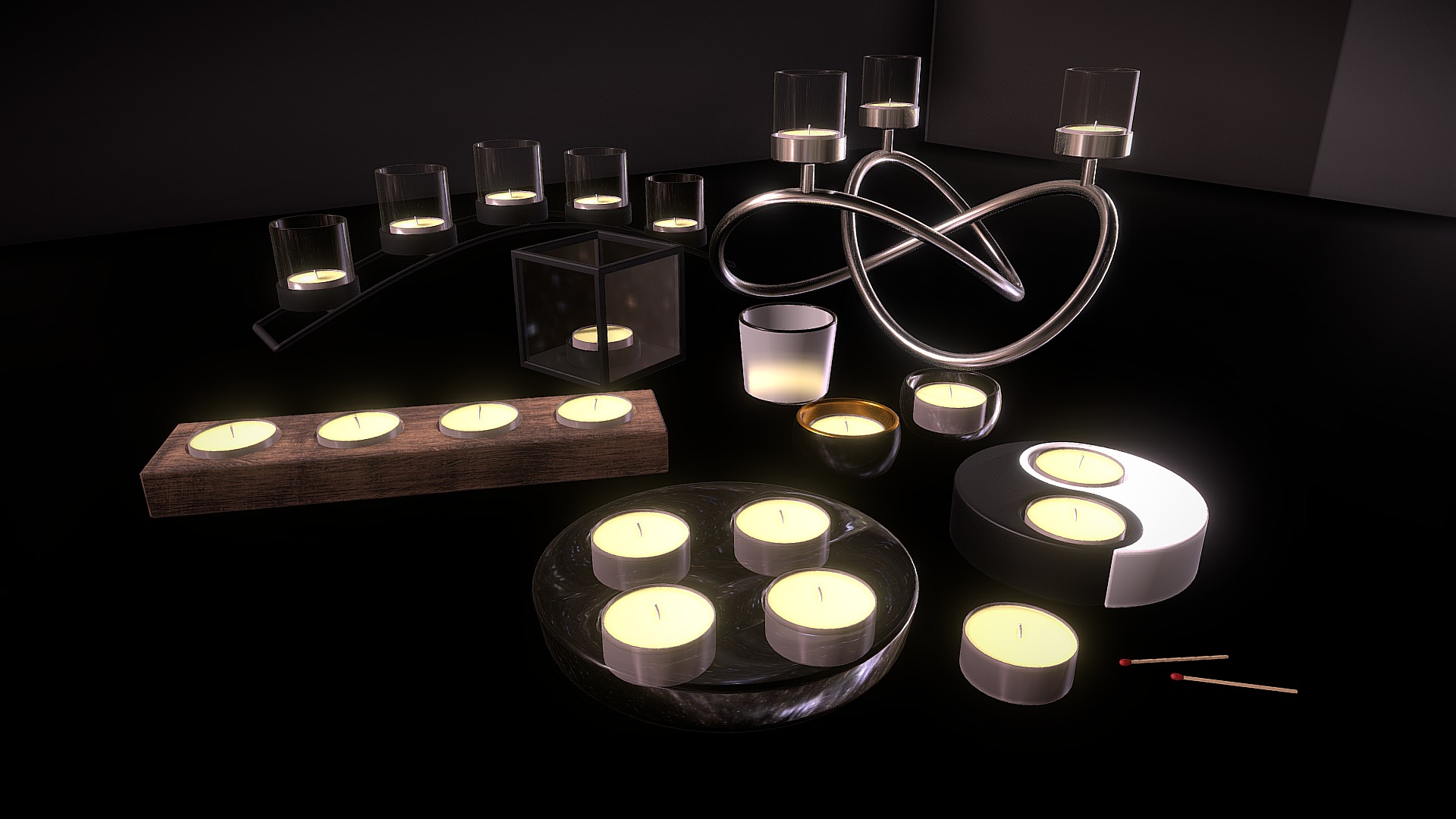 3D model Waxine Light Candleholder Collection - This is a 3D model of the Waxine Light Candleholder Collection. The 3D model is about a group of candles in a row.