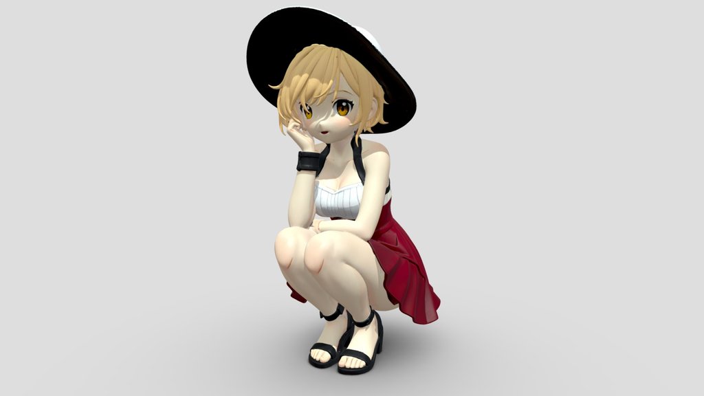 Luna - Summer Dress / Crouching Pose