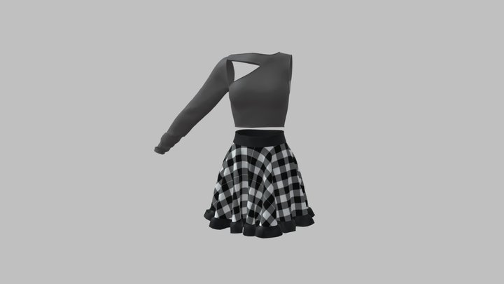 Casual clothes (crop top and skirt) 3D Model