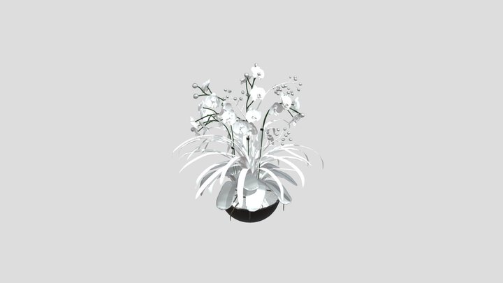 Elegant White Orchid Arrangement – Kostenloses 3D-Modell STL