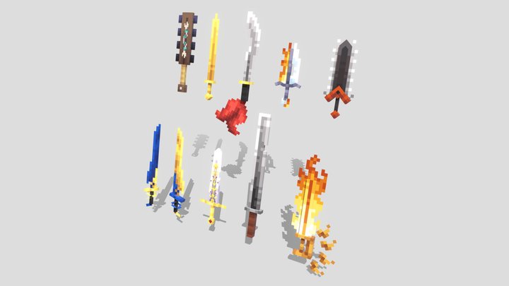 Minecraft Sword Collection 3D Model