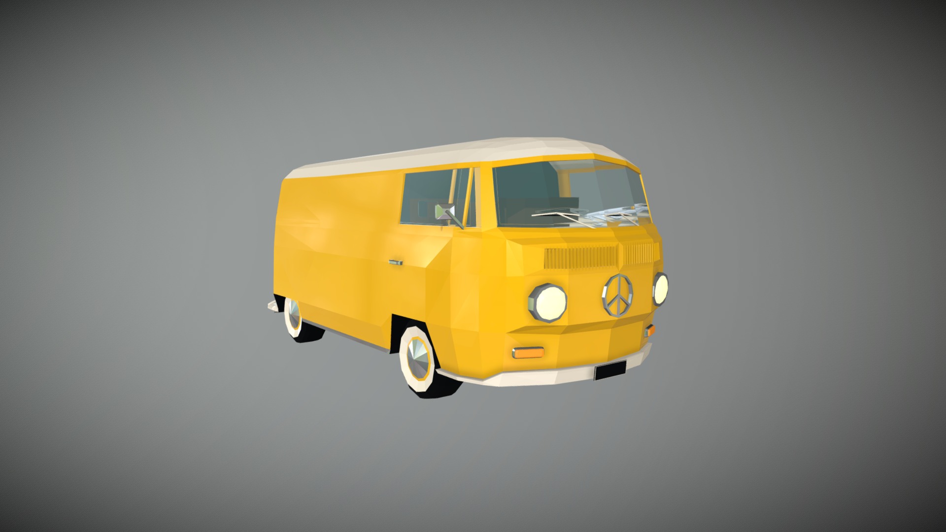3D model Low Poly Camper Van 4 - This is a 3D model of the Low Poly Camper Van 4. The 3D model is about a yellow car with a black background.