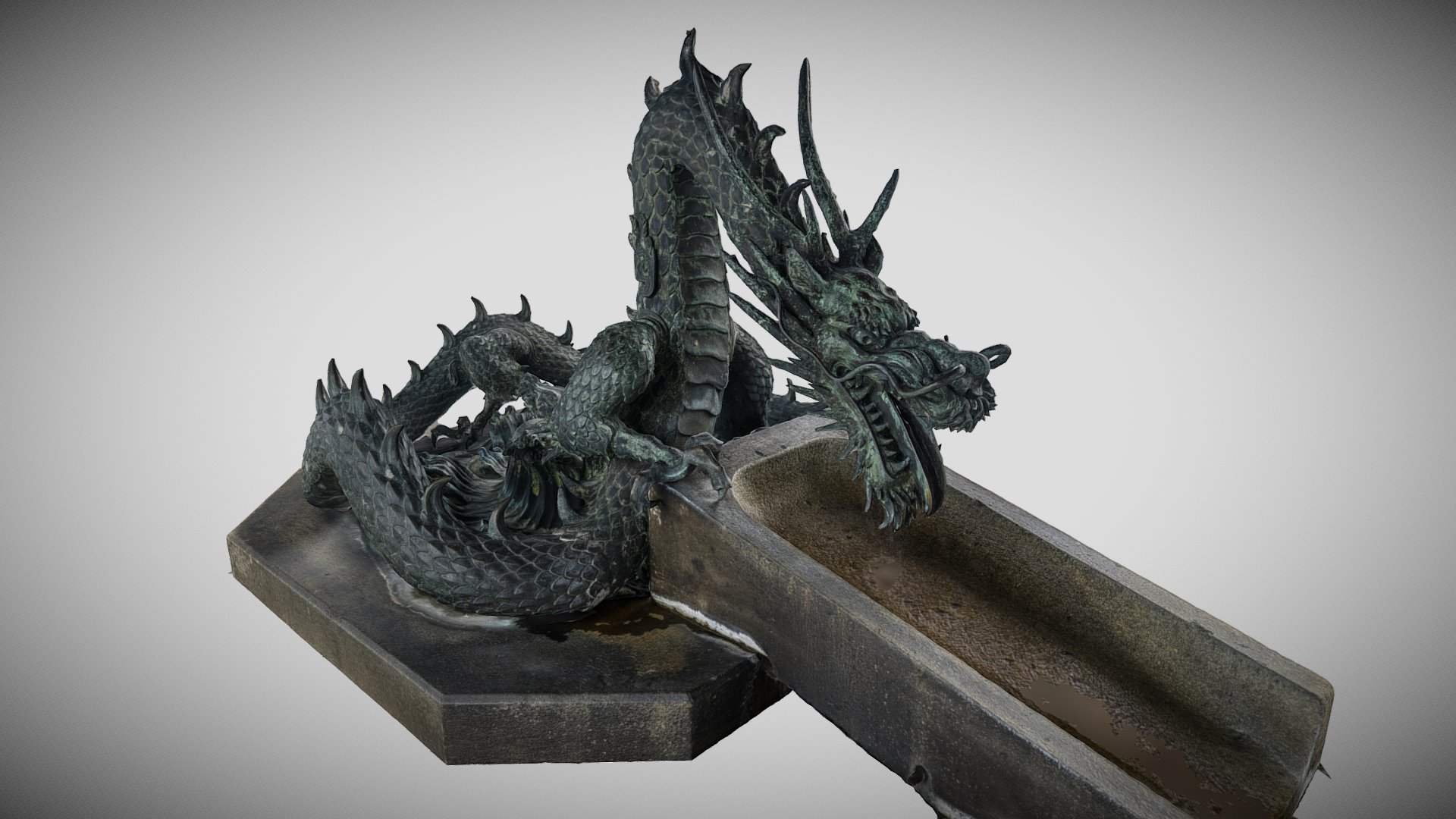 3D model Japanese dragon fountain photogrammetry scan - This is a 3D model of the Japanese dragon fountain photogrammetry scan. The 3D model is about a statue of a person riding a horse.