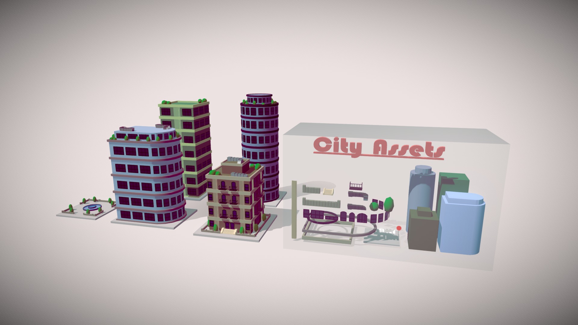 3D model City Asset Pack - This is a 3D model of the City Asset Pack. The 3D model is about a group of boxes.