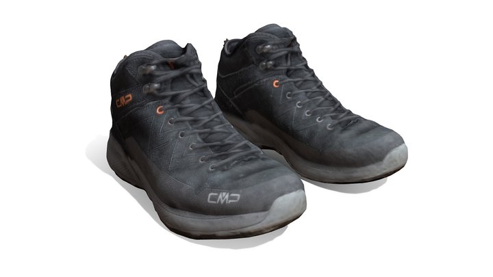 Winter Hiking Boots 3D Model