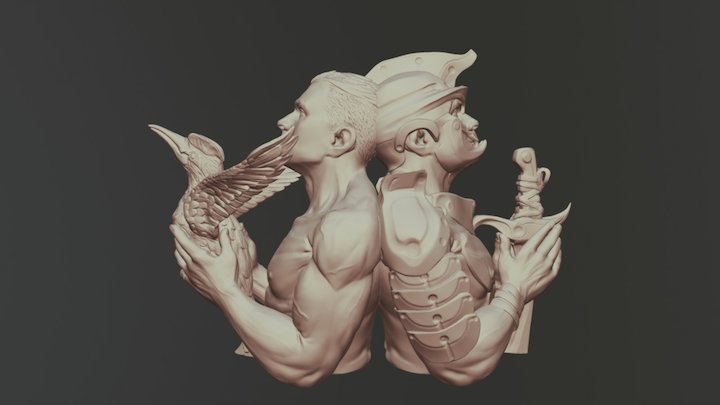 Warriors Sculpture Small 3D Model