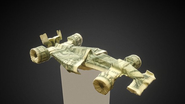 Dollar Bill Origami - Formula 1 Race Car 3D Model