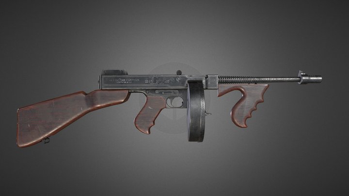 Thompson submachine gun (game ready) 3D Model