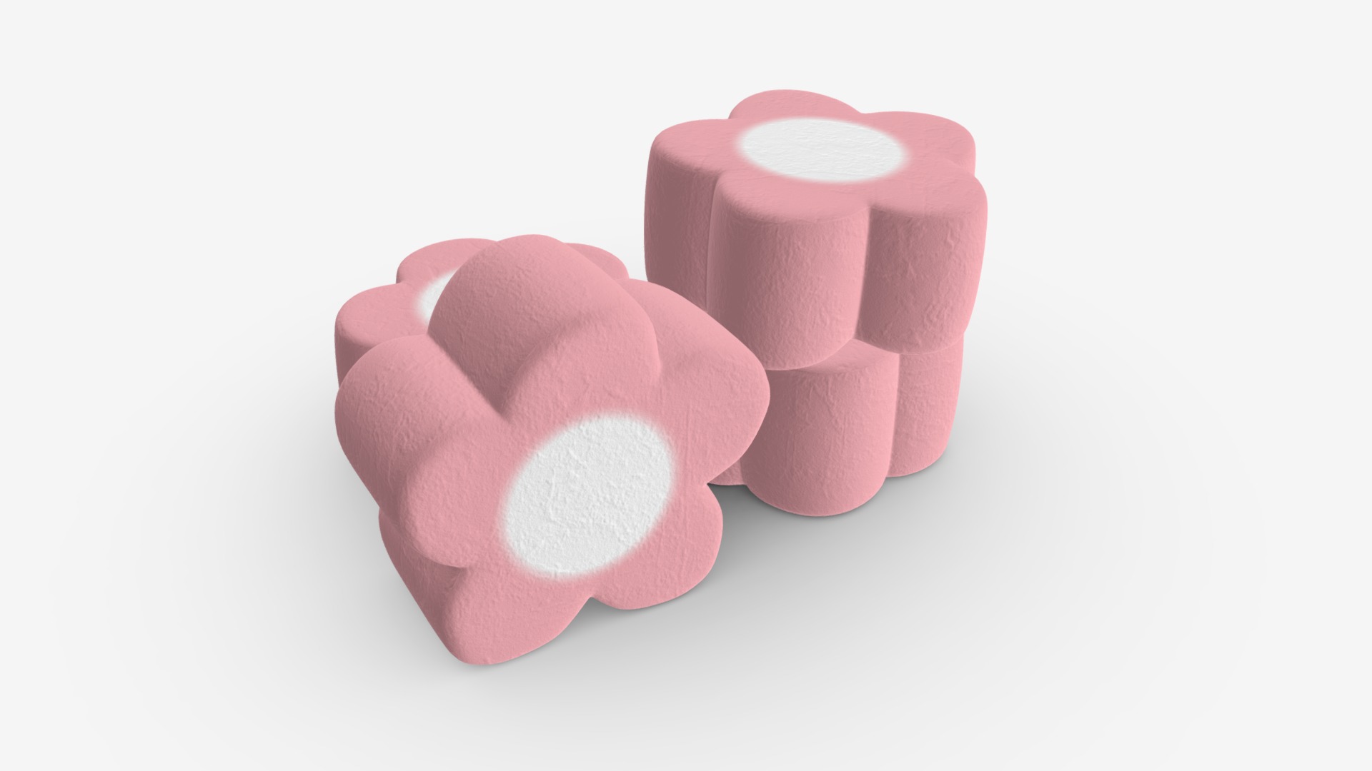 3D model Marshmallows candy flower shape - This is a 3D model of the Marshmallows candy flower shape. The 3D model is about a pink heart shaped object.