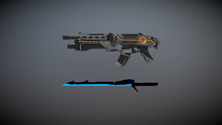 Gun and sword 3D Model