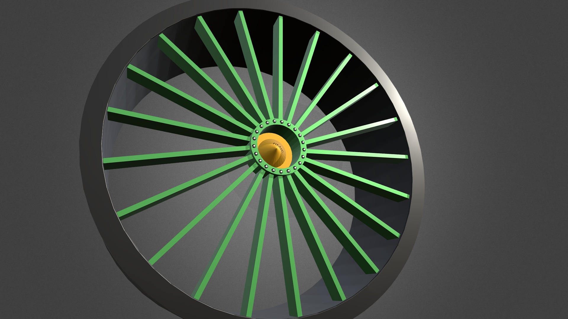 3D model Slim Wheel / Racing Wheels - This is a 3D model of the Slim Wheel / Racing Wheels. The 3D model is about a green and black fan.