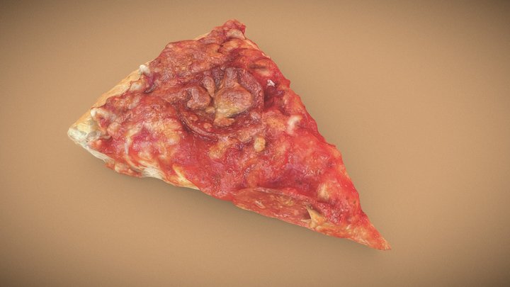 High Quality Salami Pizza Slice 3D Model