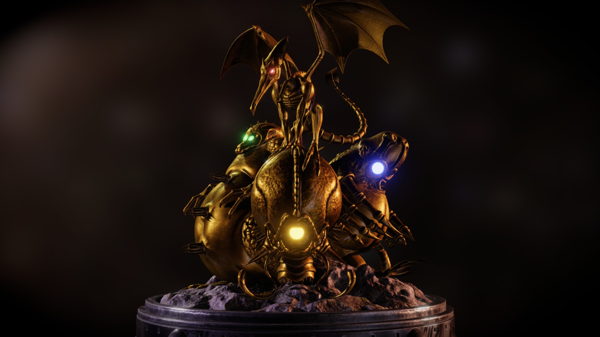3D model Super Metroid Golden Statue - This is a 3D model of the Super Metroid Golden Statue. The 3D model is about a statue of a dragon.