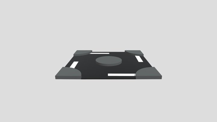 Low Poly Round About Road 3D Model