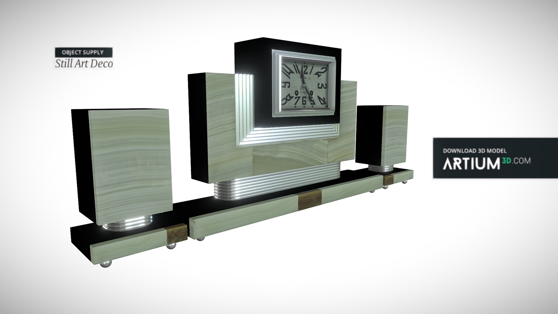 3D model Fireplace clock with vases – Art Deco 1920 - This is a 3D model of the Fireplace clock with vases – Art Deco 1920. The 3D model is about graphical user interface.