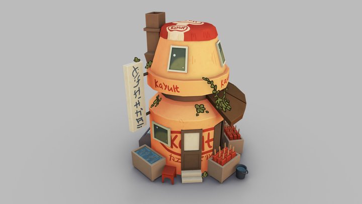 Cute Bottle House 3D Model