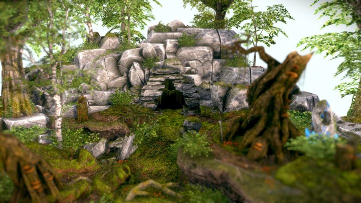 Pixel forest environment 3D Model