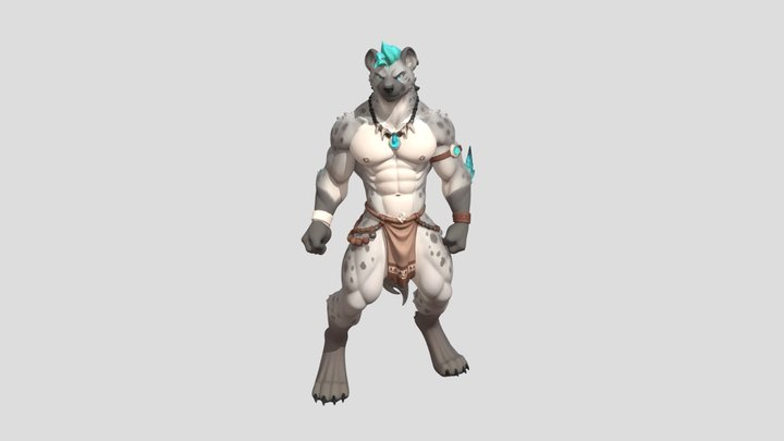 Tribal Grey Hyena 3D Model