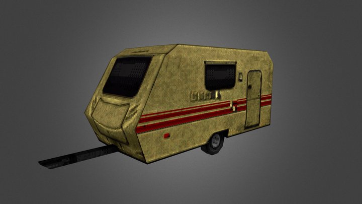 PSX Low-poly Old Caravan 3D Model