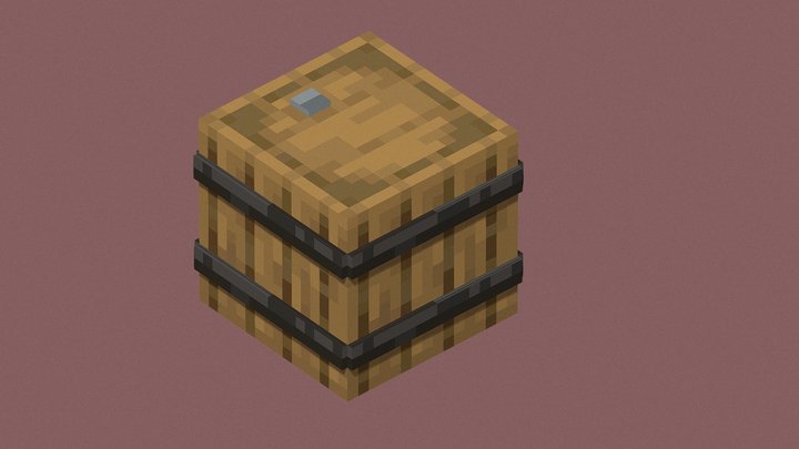 3d Minecraft Barrel 3D Model