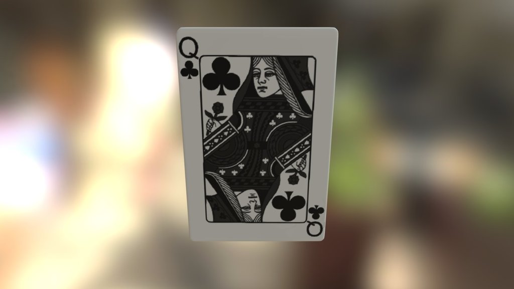 Queen of Clubs Playing Card (Monochrome Version)