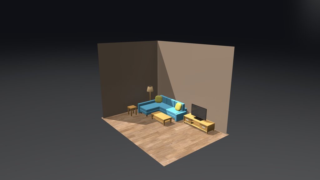 Stylized Low Poly Living Room