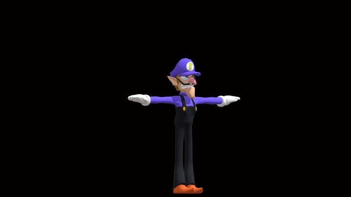 Custom Edited - Mario Customs - Waluigi N64 Era 3D Model