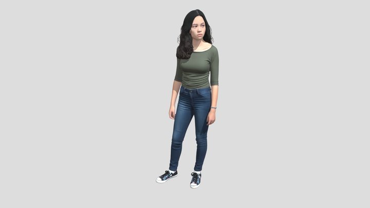 Casual Olive Top And Jeans – Kostenloses 3D-Modell STL