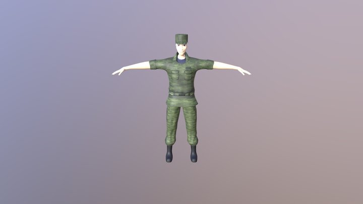 Anime army male character 3D Model
