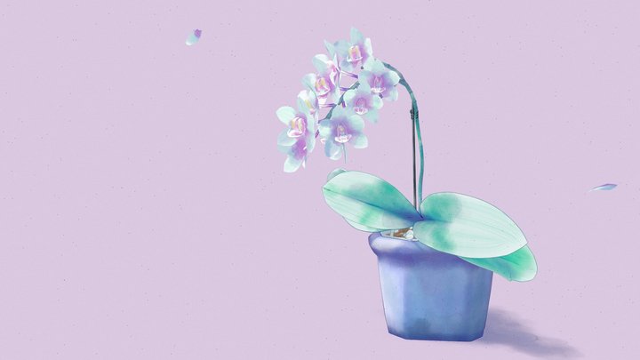 Watercolor orchid 3D Model