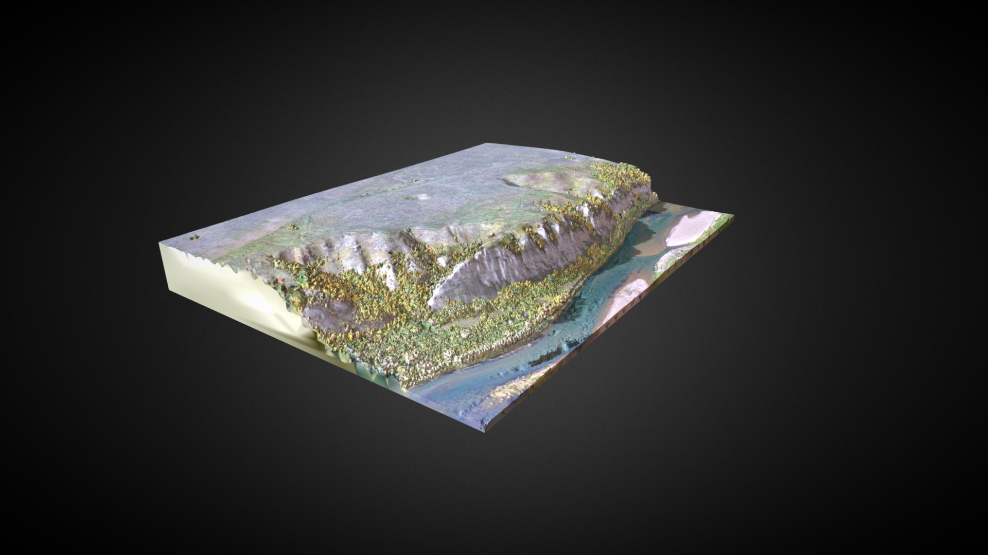 3D model Hillfort near Ohlebinino - This is a 3D model of the Hillfort near Ohlebinino. The 3D model is about a rock with a green and yellow design on it.