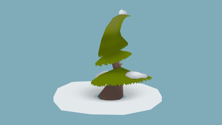 Low Poly - Snowy Tree 3D Model