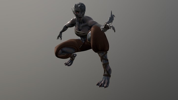 Original Character Crouch Pose 3D Model