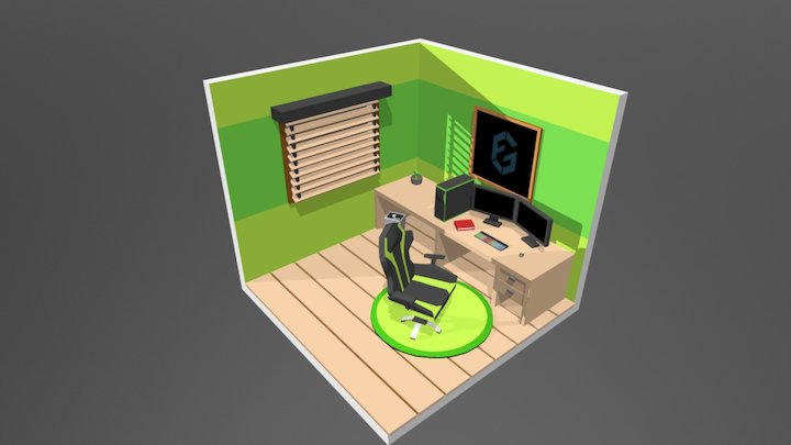 Isometric Gaming Room 3D Model