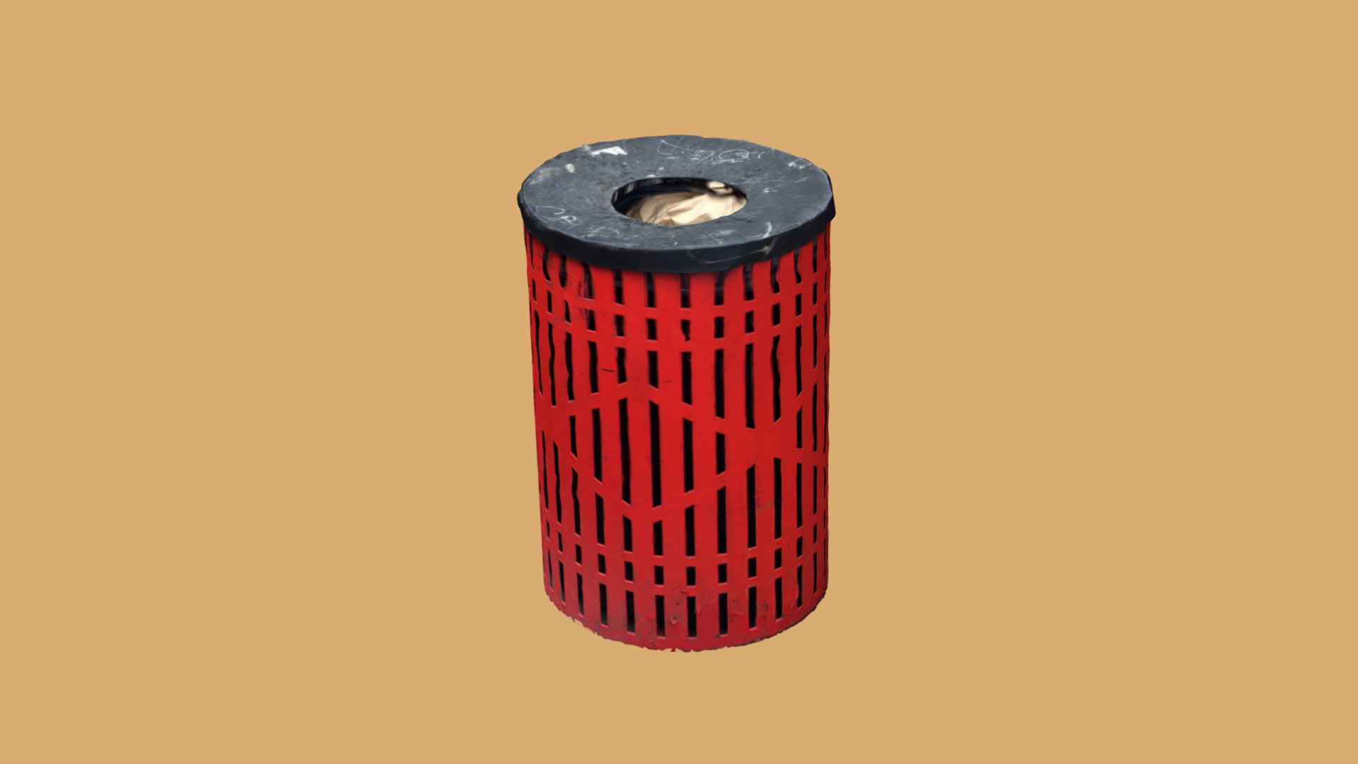 3D model RED BIN - This is a 3D model of the RED BIN. The 3D model is about a red and black can.