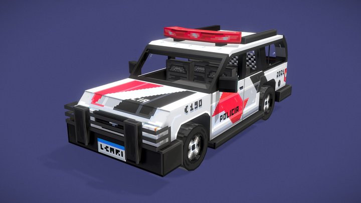 Brazillian Police Car | Low Poly | Minecraft 3D Model