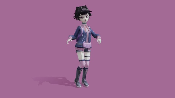 Vampire Anime Girl 3D Model