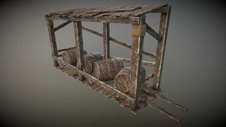 Medieval Stands For Barrel 3D Model
