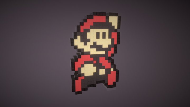 Pixel Mario Figurine 3D Model