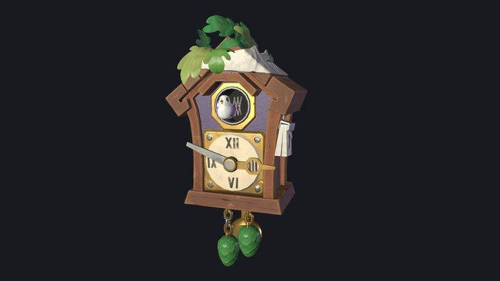 Stylized Wooden Clock 3D Model