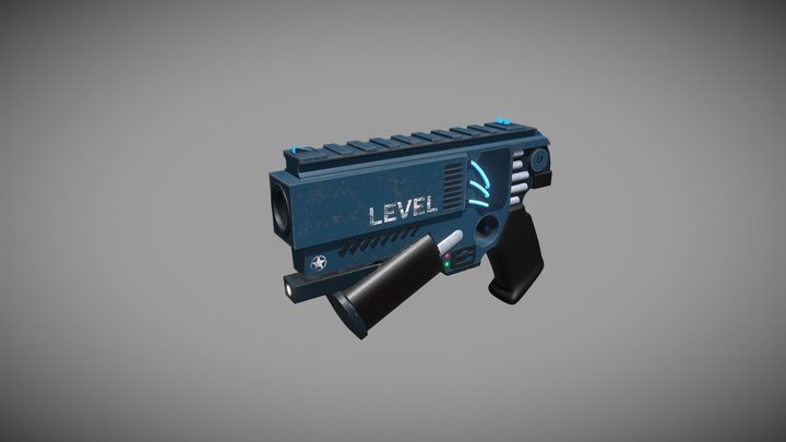 Cyberpunk style gun pistol 3D Model