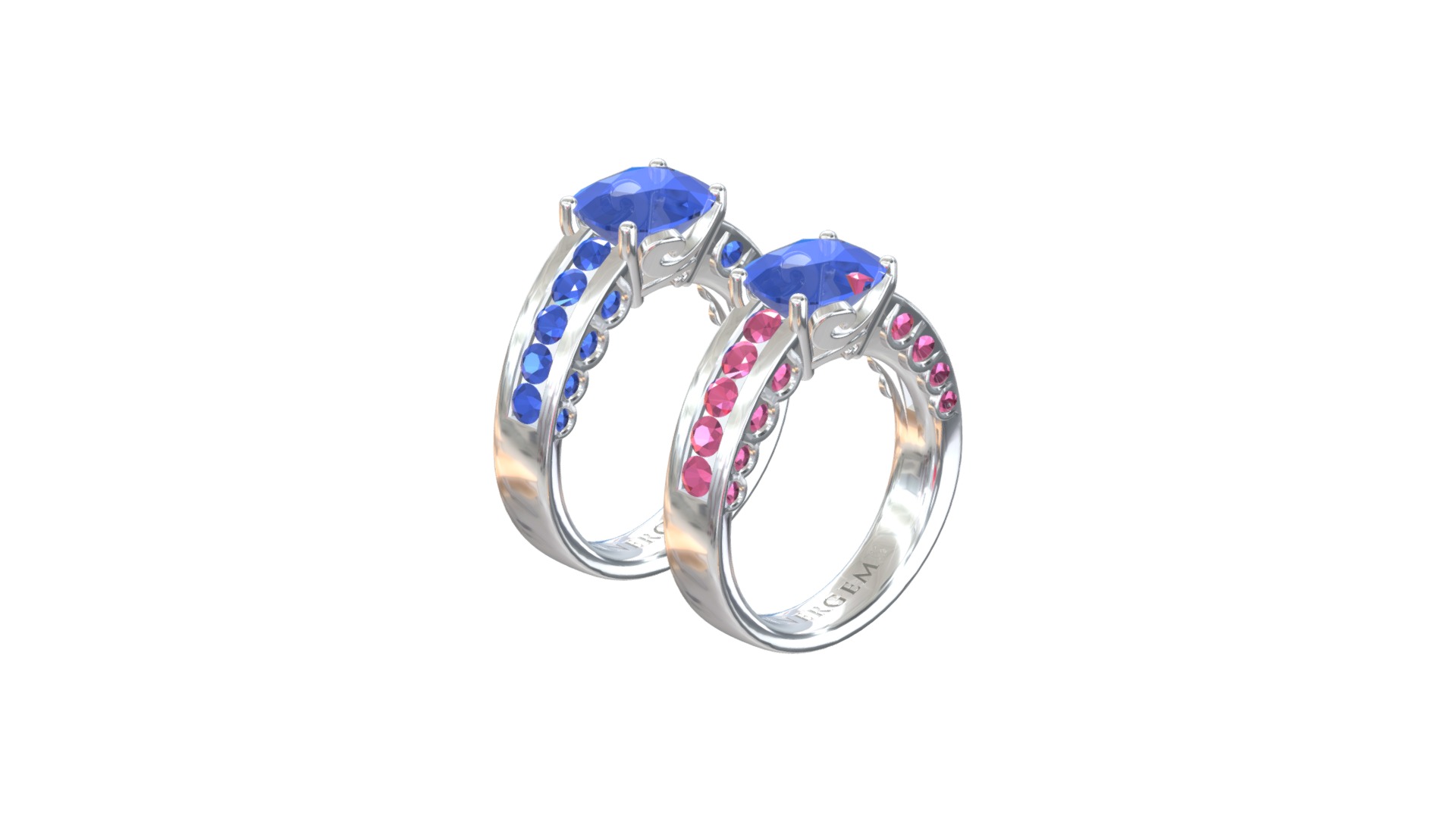 3D model SGO379 - This is a 3D model of the SGO379. The 3D model is about a pair of diamond rings.