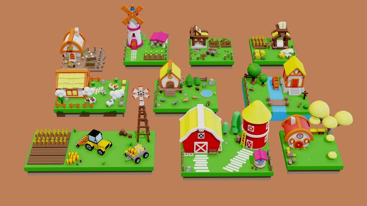 Cartoon Farm Islands / Exteriors 3D Model