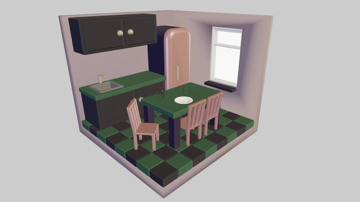 Stylized kitchen 3D Model