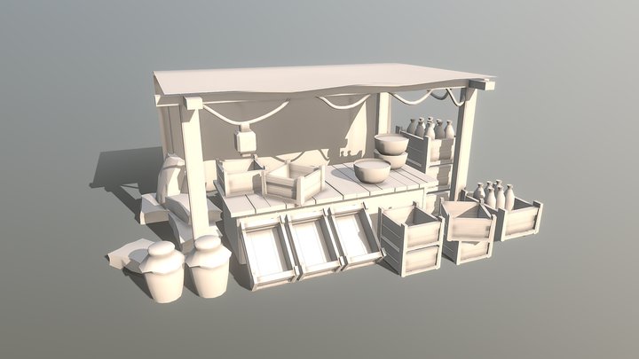 Medieval Stall Set Modeling 3D Model