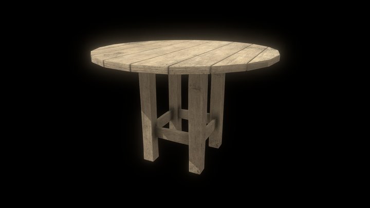 Wooden Bar Table 3D Model