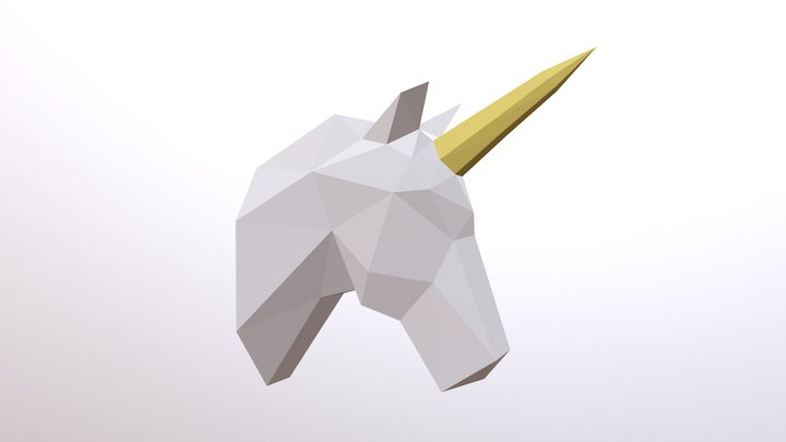 Low-Poly Unicorn Head 3D Model