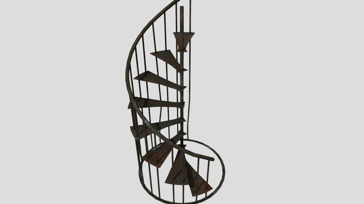 Old Rusty Spiral Staircase 3D Model