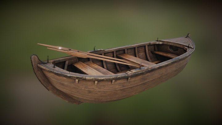 Wooden Rowing Kubboat - 19th century 3D Model